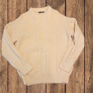 Women’s Small Dazy Oversized Cableknit Cream Fisherman Sweater